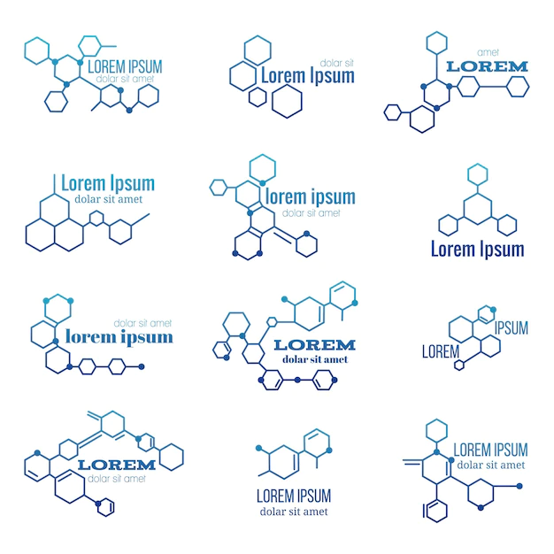 Free Vector | Molecule structure logos set