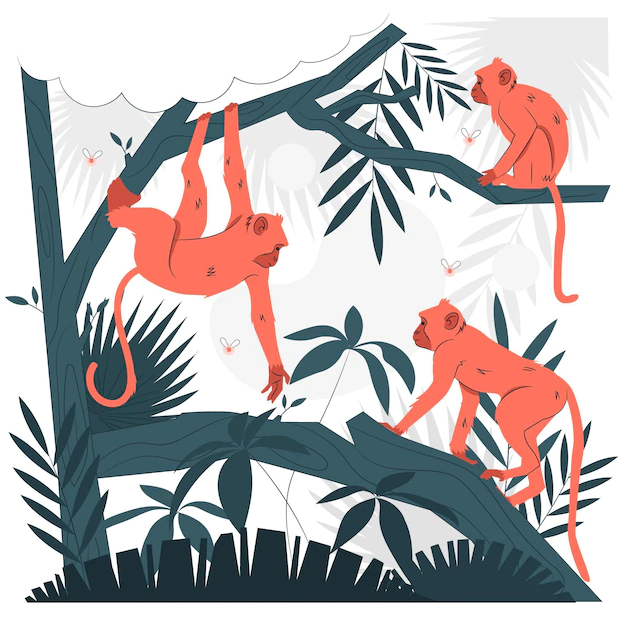 Free Vector | Monkeys concept illustration