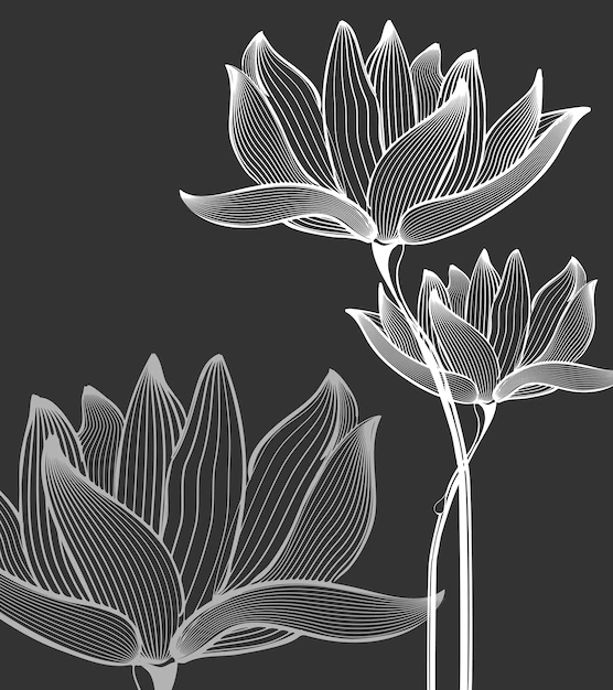 Free Vector | Monochrome flowers