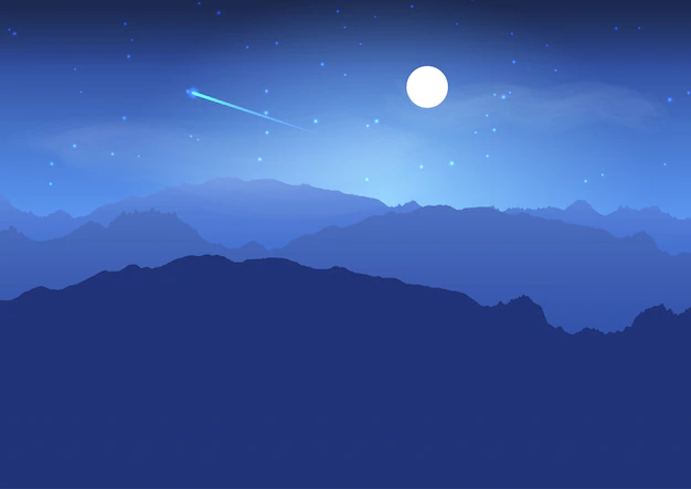Free Vector | Mountain landscape at night