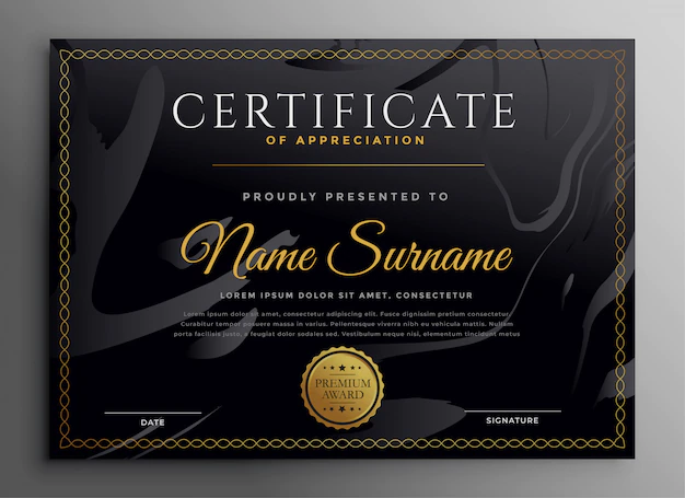 Free Vector | Multipurpose certificate template in dark golden theme design