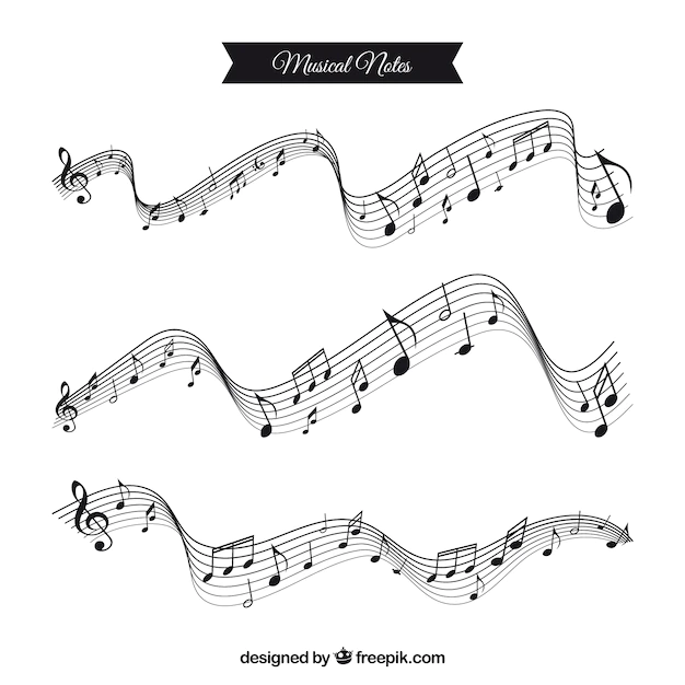 Free Vector | Musical notes with wavy staves