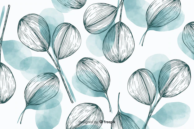 Free Vector | Nature background with hand drawn leaves