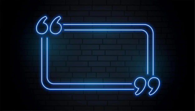 Free Vector | Neon blue quotation frame with text space