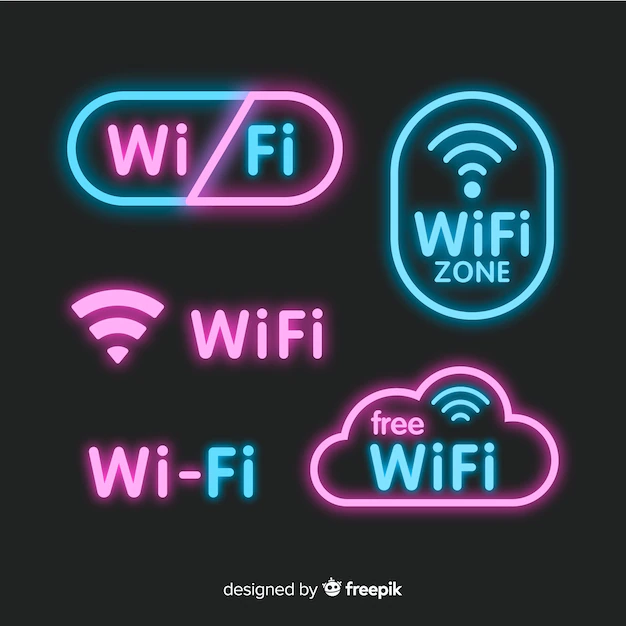 Free Vector | Neon free wifi sign collection