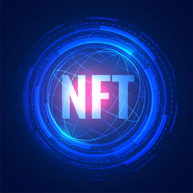Free Vector | Nft non fungible token poster blue technology background