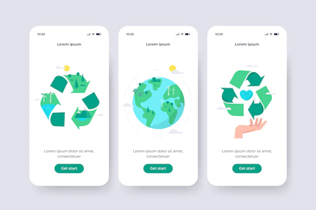 Free Vector | Onboarding app screen for recycle theme