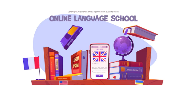 Free Vector | Online language school banner.