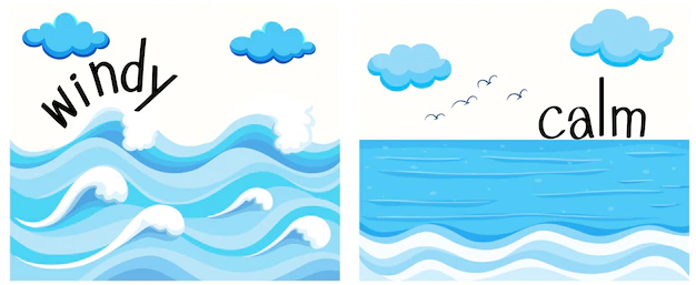 Free Vector | Opposite adjectives with windy and calm