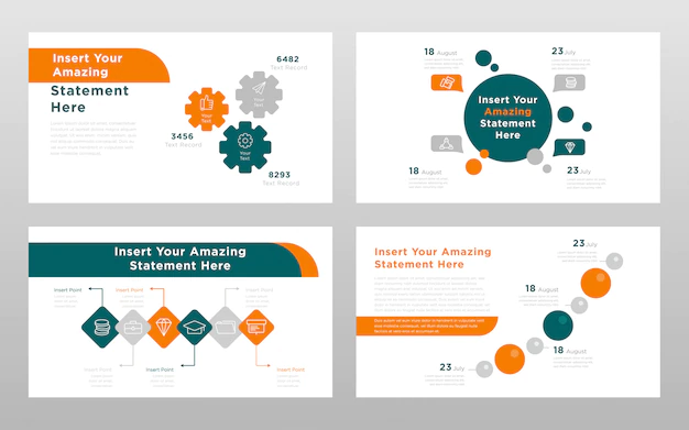 Free Vector | Orange green rounds colored business concept power point presentation pages template
