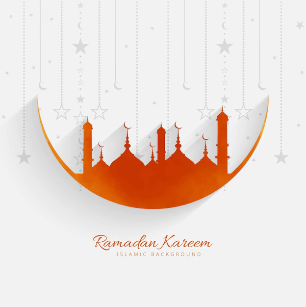 Free Vector | Orange mosque design for ramadan kareem