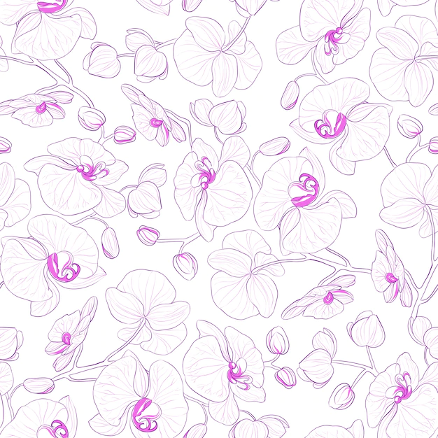 Free Vector | Orchid seamless pattern.