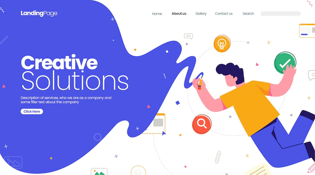 Free Vector | Organic flat creative solutions landing page