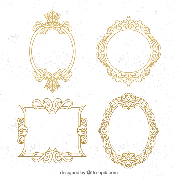 Free Vector | Pack of golden ornamental frames