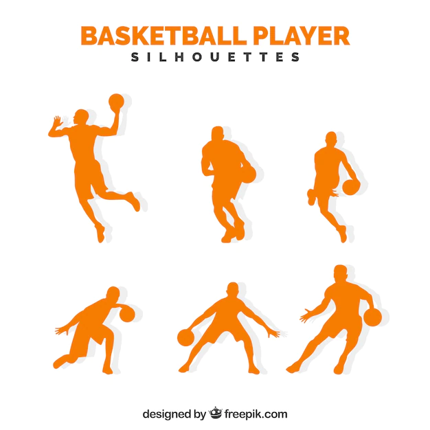 Free Vector | Pack orange basketball players silhouettes