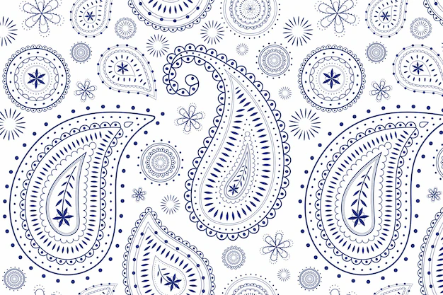 Free Vector | Paisley pattern background, white indian mandala in blue vector