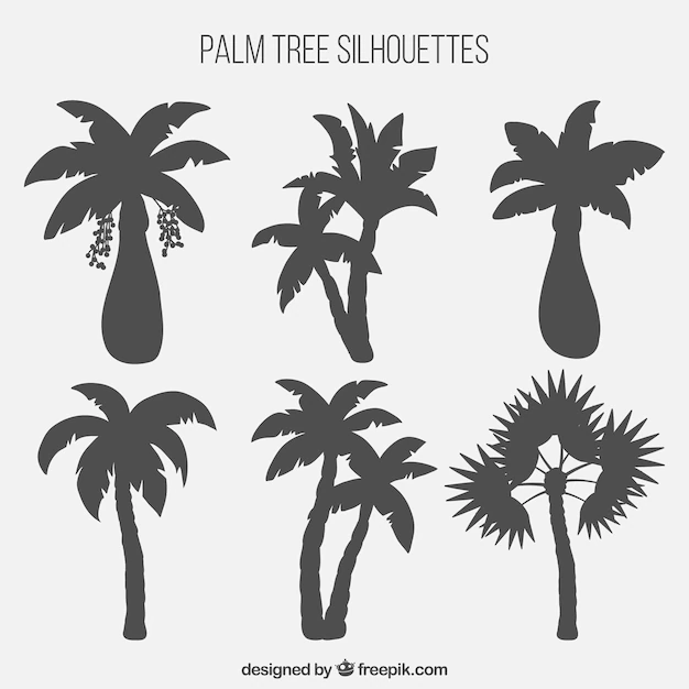 Free Vector | Palm tree silhouettes collection