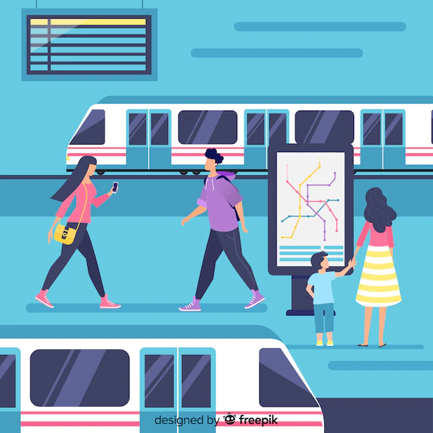 Free Vector | People going on the subway