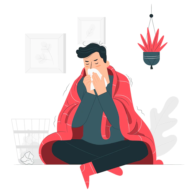 Free Vector | Person with a cold concept illustration