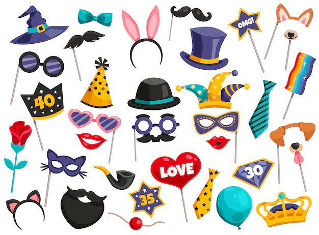 Free Vector | Photo booth party icon set