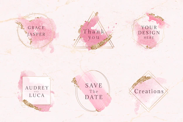 Free Vector | Pink and gold badge set