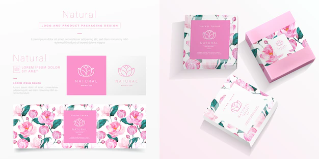 Free Vector | Pink flower packaging template.