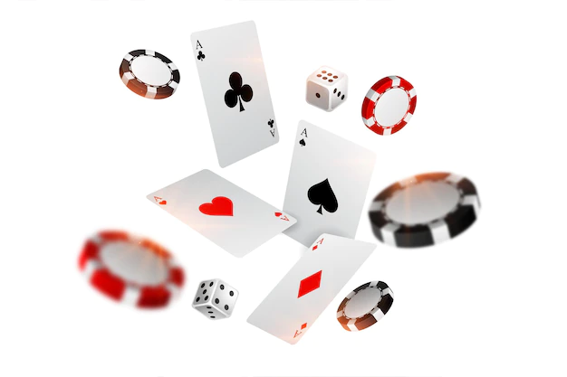 Free Vector | Playing casino card chips and dice flying background