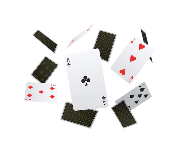 Free Vector | Poker club composition with falling front and back playing cards