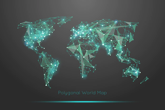 Free Vector | Polygonal world map. global geography and connect, continent and planet