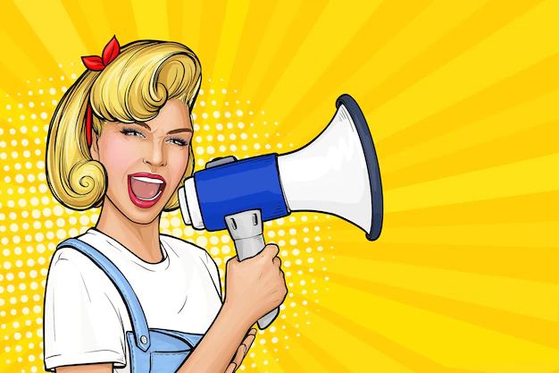 Free Vector | Pop art girl protesting and shouting in megaphone