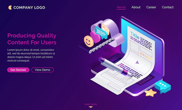 Free Vector | Production of quality content for users, isometric