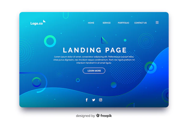 Free Vector | Professional geometric landing page with gradient