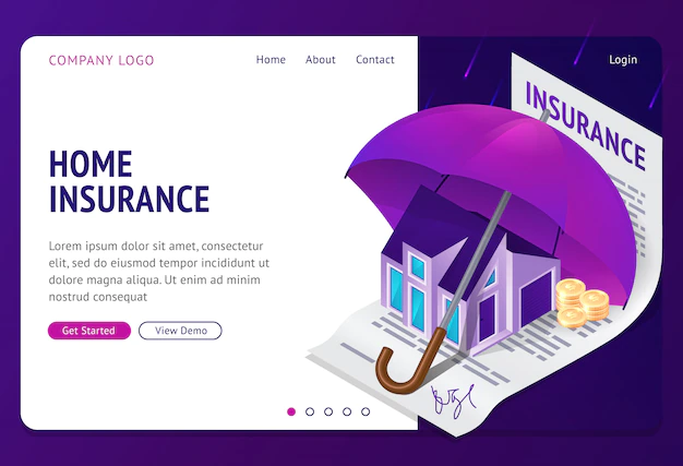 Free Vector | Property insurance isometric landing page banner