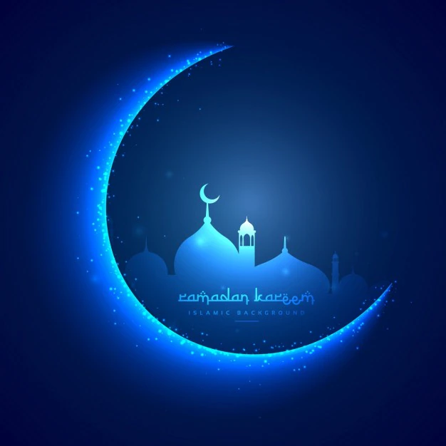 Free Vector | Ramadan card with moon and a mosque