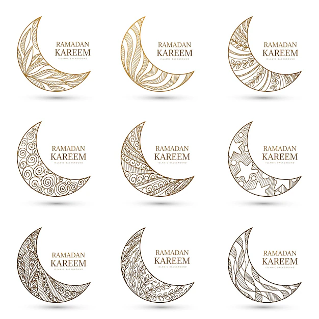 Free Vector | Ramadan kareem moon set