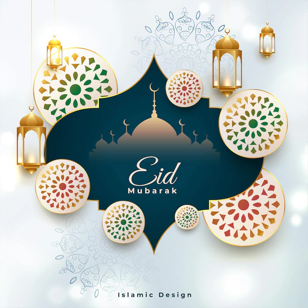 Free Vector | Realistic 3d eid mubarak festival greeting design