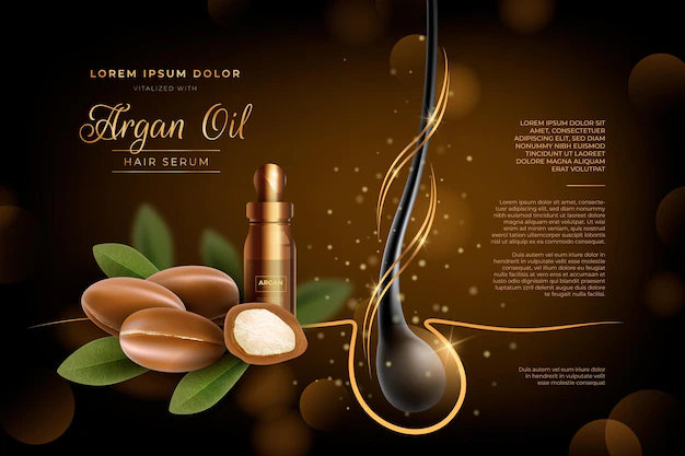 Free Vector | Realistic argan oil hair serum ad