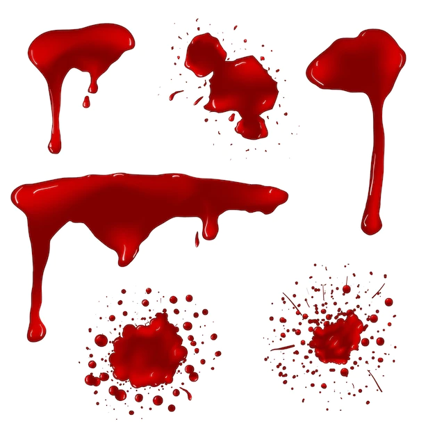 Free Vector | Realistic blood splatters vector set. splash liquid, stain ink, spot and blot illustration