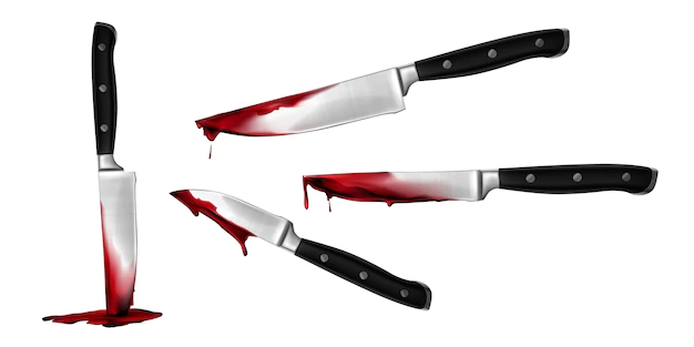 Free Vector | Realistic bloody knives collection illustration