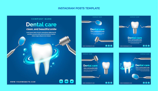 Free Vector | Realistic dental clinic instagram posts