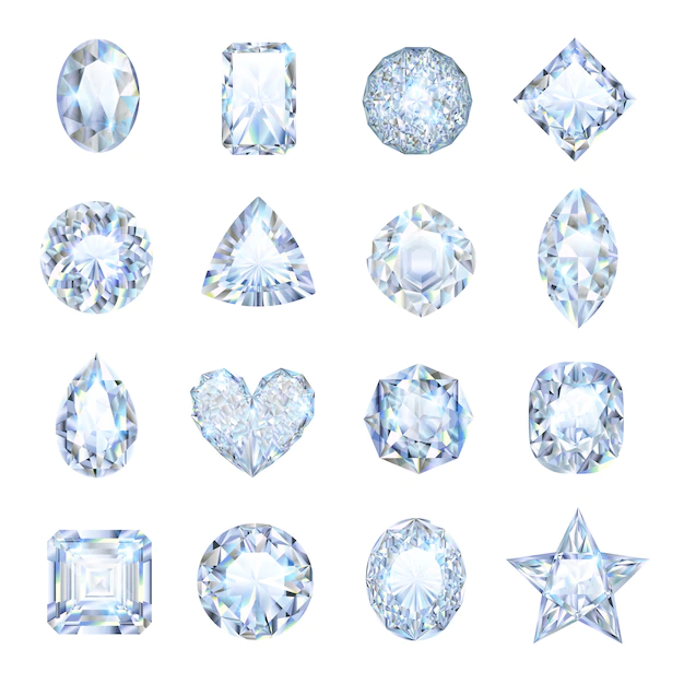 Free Vector | Realistic gemstones icons set with different shape isolated