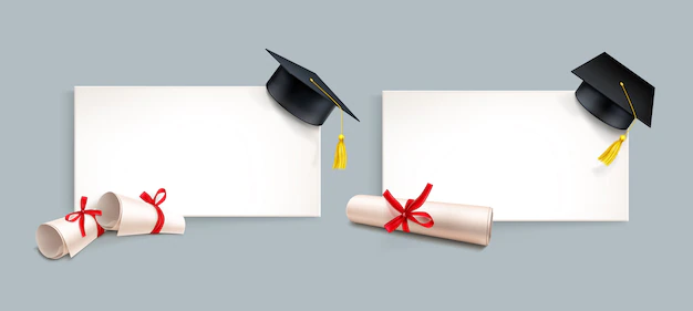 Free Vector | Realistic graduate caps with diplomas