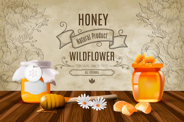 Free Vector | Realistic honey background with wildflowers