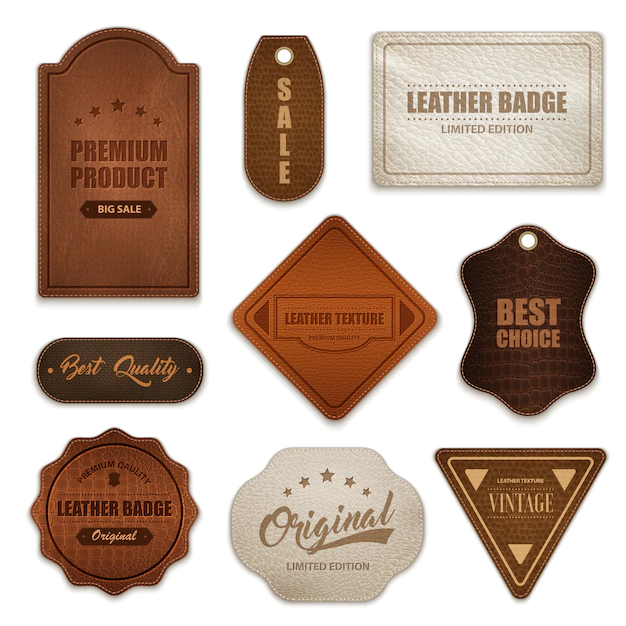 Free Vector | Realistic leather badges labels collection