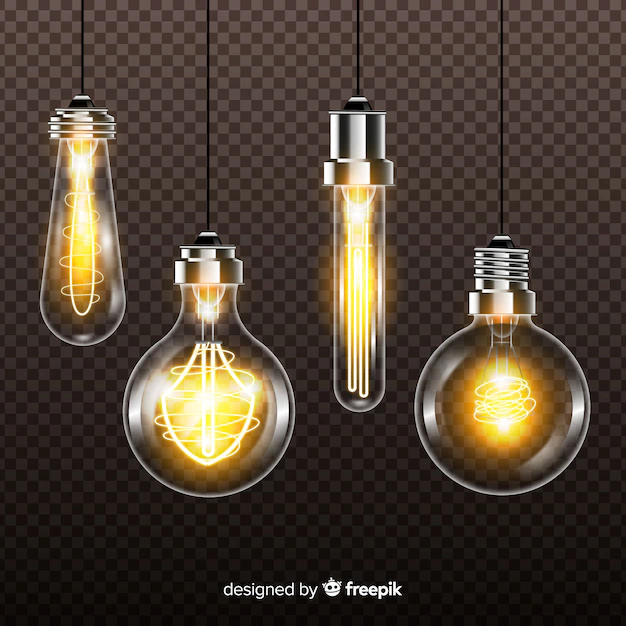 Free Vector | Realistic light bulbs on transparent background