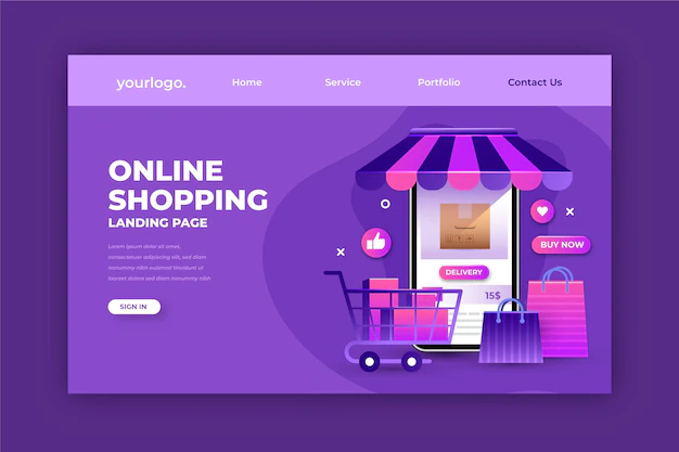 Free Vector | Realistic online shopping landing page