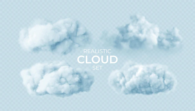 Free Vector | Realistic white fluffy clouds set isolated on transparent