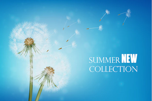 Free Vector | Realistic wither dandelion with flying seeds
