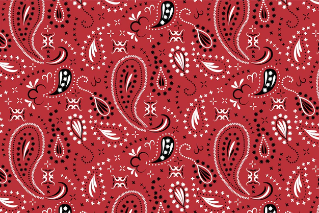 Free Vector | Red and black paisley bandana pattern