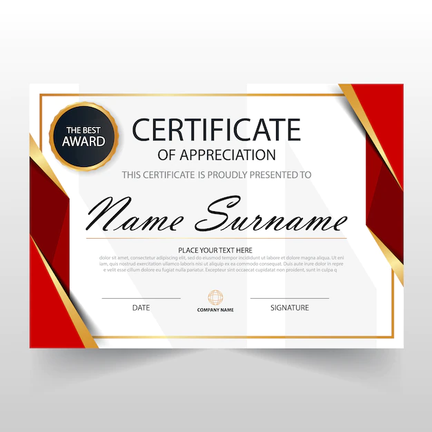 Free Vector | Red horizontal certificate template